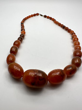 Vtg Faux Amber Baltic Graduated Bead Necklace 30” long picture