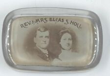 Antique Glass Paperweight w/1890s Real  Photo of Reverend & Mrs. Elias S. Noll  picture