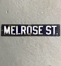Antique Porcelain Melrose St Street Sign Contact Blue 1920s Era Street Sign  picture
