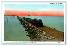 c1920s Great Salt Lake Lucin Cut-Off at Sunset Great Salt Lake Utah UT Postcard picture