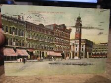 Y7 Vintage Old OHIO Postcard CANTON Public Square Downtown Stark County Court #2 picture