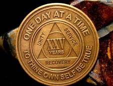 Alcoholics Anonymous AA 25 Year Bronze Medallion Token Coin Chip Sobriety Sober picture