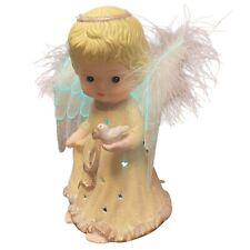 Vintage Angel Figurine Dove Ceramic Light Up Christmas Decoration Feather Wings picture