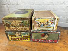 4 Old Wood Cigar Boxes, All Different, Labels ~ Ohio, New York, Florida, Brazil picture