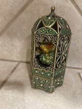Sankyo Vintage Bird Cage Music Box-3 French Hens-Plays Nutcracker picture