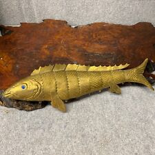 Brass Articulated Fish with Blue Eyes Rare Vintage 16.5” Long picture