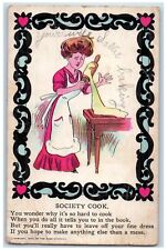c1910's Society Look Girl Baker Mess Dough Roller Unposted Antique Postcard picture