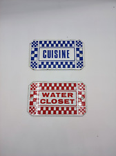 Vintage French Enamel Metal Sign Kitchen Water Closet Sign Decor picture
