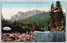 Artist Painting Castle Crags from Sacramento River California c1910s Postcard D2 picture