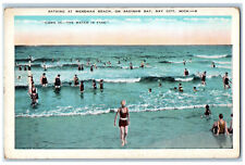 c1920's Bathing at Wenonah Beach on Saginaw Bay Bay Ciy MI Postcard picture