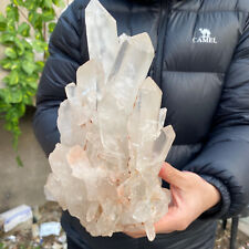 8lb Large Natural Clear White Quartz Crystal Cluster Rough Specimen Healing picture