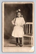 c1912 RPPC Portrait of Young Girl Evelyn Miller Wakarusa Indiana IN Postcard picture