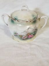 Antique 5in Porcelain Sugar Bowl With Water Lillies picture