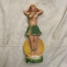 Vintage 1940s Carnival Chalkware Topless Hawaiian Hula Girl Statue Pin Up picture