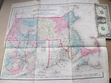 RARE Early 1871 Antique Map of Massachusetts, Schouler, CIVIL WAR, Williams picture