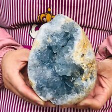 4.04LB Natural Beautiful Blue Celestite Crystal Geode Cave Mineral Specimen picture
