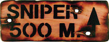 NEW KIDS & ADULTS NOVELTY WOODEN PLYWOOD SNIPER 500m ARMY SIGN 330mm X 140mm  picture