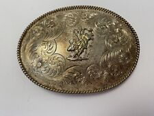 Montana Silversmith Silver And Goldtone Bull Rider Belt Buckle Vintage Western  picture