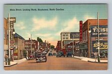 Henderson NC-North Carolina, Main Business Area, Antique Vintage Postcard picture