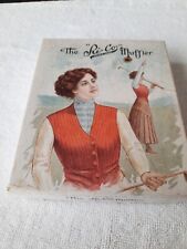 Antique 1910 RI - Co MUFFLER BOX Featuring Lady Golfer  GREAT COLORS   5 X 6 X 1 picture