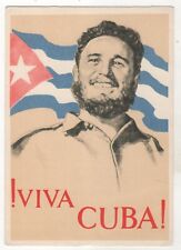 1962 FIDEL CASTRO VIVA CUBA Flag Communist Leader Revolution OLD Russia Postcard picture