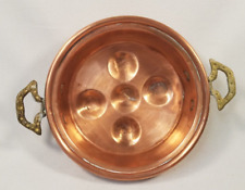 Vintage Solid Copper Escargot Pan Brass Handles 6