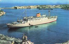 Norwegian America Line MS Oslofjord Malta VTG Postcard Posted Barbados to USA picture
