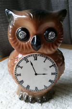Lefton, Decorative Vintage Jewel/Rhinestone Eye Owl Clock, Hand Painted, Hanging picture