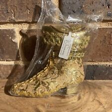 Dept 56 Christmas Ornament Victorian Boot Gold  NWT Vintage 1990s picture