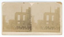 c1900's Real Photo Stereoview People Looking at Ruins of Building After Fire picture
