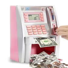 For Parts_Mini Toy ATM Savings Bank, Pink Piggy Bank Machine for Real picture