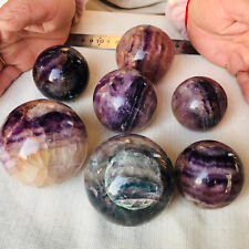 2331g 7pcs Natural Colorfully Fluorite Quartz Crystal Sphere Mineral Healing picture