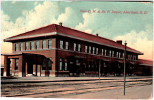 Postcard 1914 Chicago Milwaukee St. Paul & Pacific Railroad Station Aberdeen, SD picture
