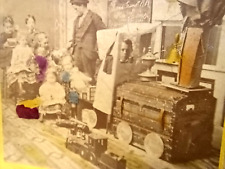 Stereoview PHOTO Card 1800's TRAIN TOYS JA FRENCH Keene NH GRAND TRUNK RAILROAD picture