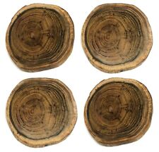 Rustic 4 Set Non Rotting Black Locust Wood Slices Drink Coasters Bar Home Glossy picture
