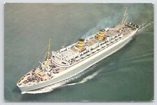 Transportation~Air View SS Nieuw Amsterdam Holland America Line~Vintage Postcard picture