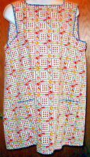 Vtg  Retro COLORFUL Blue yellow Red White green MCM Pinafore Apron Pockets picture