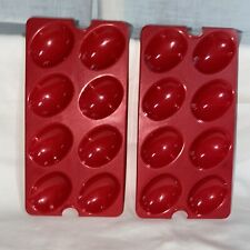Rare 2 TUPPERWARE Replacement Deviled Egg Tray Inserts Red #665 Vintage picture