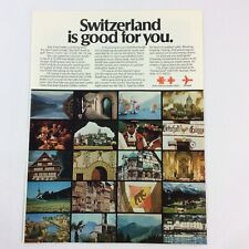 Swiss National Tourist Office Swissair 1988 Vintage Print Advertisement picture