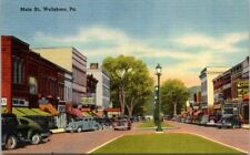 Wellsboro PA Main Street Attractive Boulevard c1940s Autos Linen postcard PQ3 picture