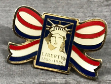 Statue of Liberty Centennial 1886-1986 Red White Blue Ribbon Lapel Patriotic Pin picture