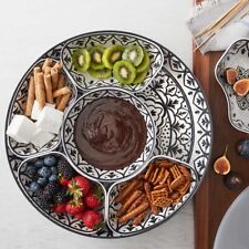 7 Piece Melamine Lazy Susan With Cover Divided Serving Dishes Black picture