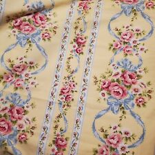 2 Pair Vintage Floral Curtains Shabby Chic Roses Yellow Pink Blue Regency  picture