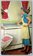 1950s  ADVERTISING POSTCARD SPIRALATOR WASHING MACHINE woman in apron CHROME PC picture