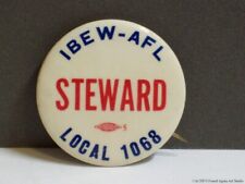 Vintage IBEW AFL Shop Steward Local 1068 Button New Jersey Union Pin NJ Pinback picture