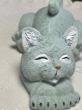 Whimsical Happy Gray Cat Lounging Statue Gift - Happy Cat Collection picture