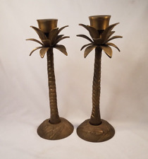 VTG Brass Palm Tree Candlestick Holders Set Of 2 LARGE 13
