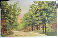 1907 WINONA LAKE INDIANA In. Postcard Driveway Mailed 1908 Bradford & Co Mi. picture