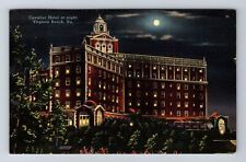 Virginia Beach VA-Virginia, Cavalier Hotel At Night, Vintage c1945 Postcard picture