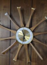 vintage mcm starburst wall clock 19” picture